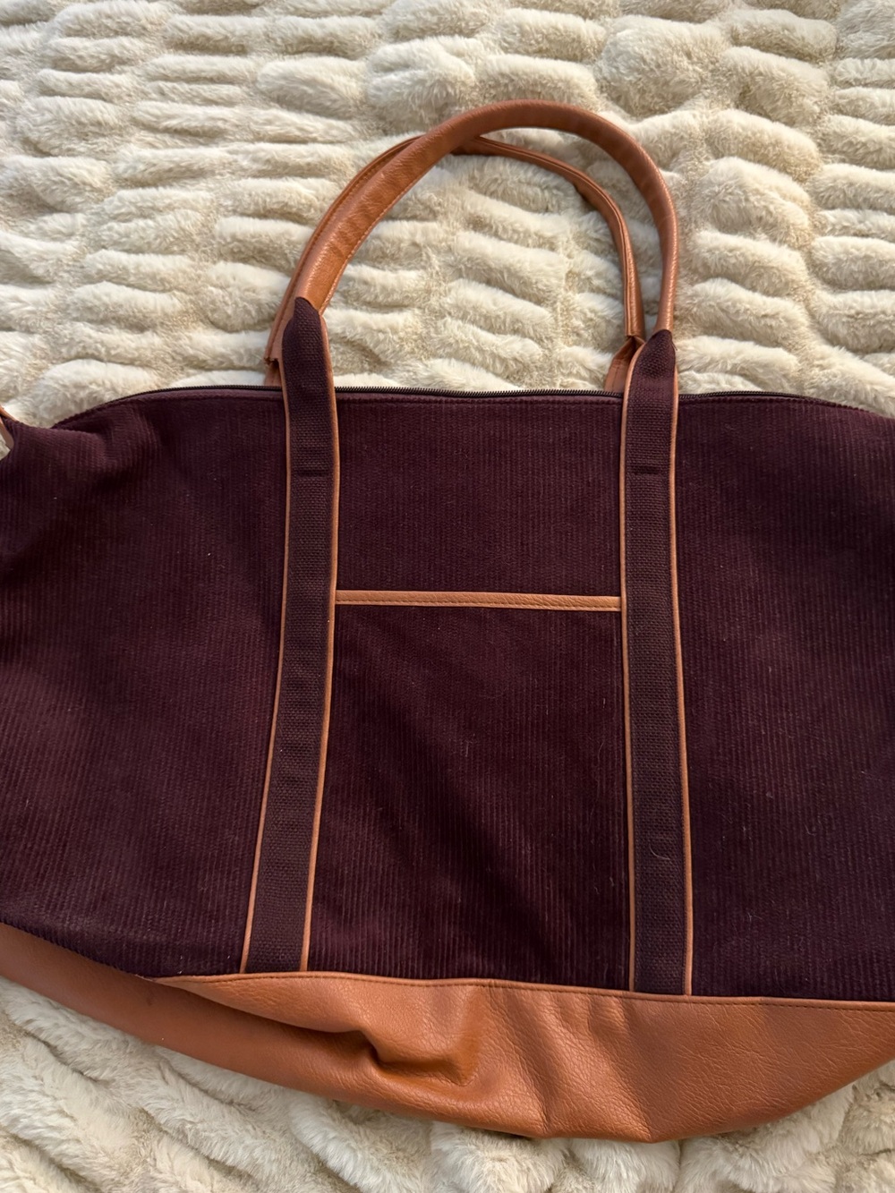 DSW Maroon Canvas Duffel with Tan Leather Trim